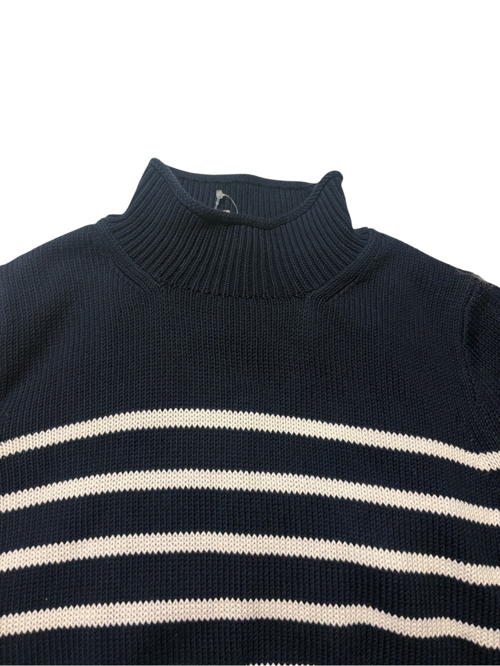 J. Crew New Heritage Rollneck Sweater in Stripe Size S Navy White Nautical NWT - Picture 3 of 8